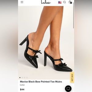 Lulus Mavise Black Bow Pointed-Toe Mules